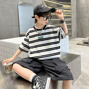 男童夏装套装2024新款儿童夏季短袖短裤运动服潮帅气时髦大童夏款