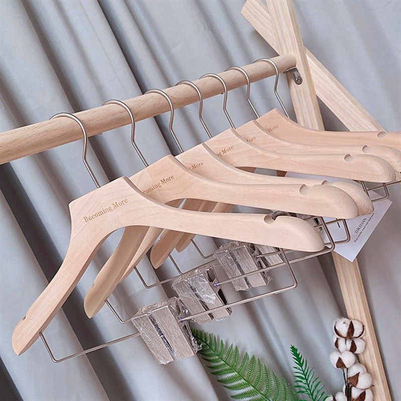 实木套装衣架 服装店男女木头衣撑裤夹连体衣挂 西装架裤架套装架