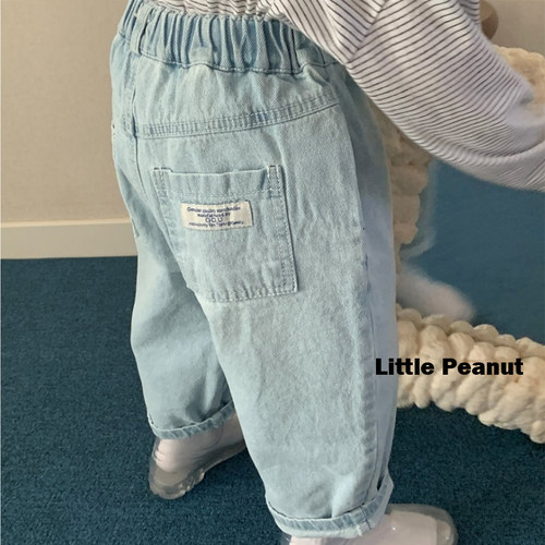 自制 松垮范阔腿牛仔裤纯棉休闲长裤 男宝女宝中性童装有亲子