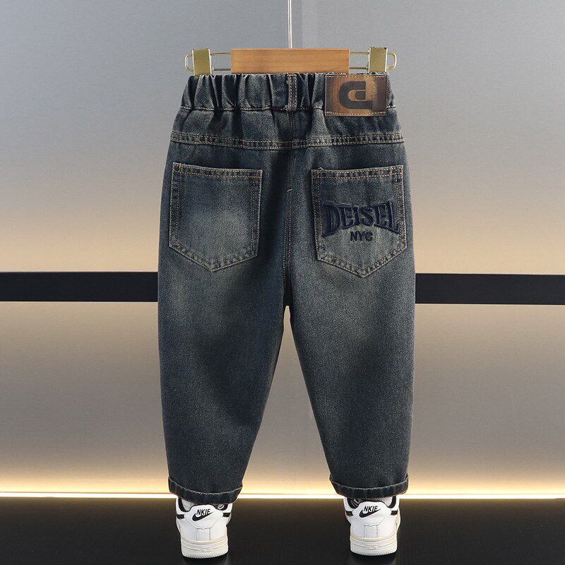 儿童牛仔裤男童春秋2024新款男孩秋装帅气时髦潮小童直筒裤子秋季