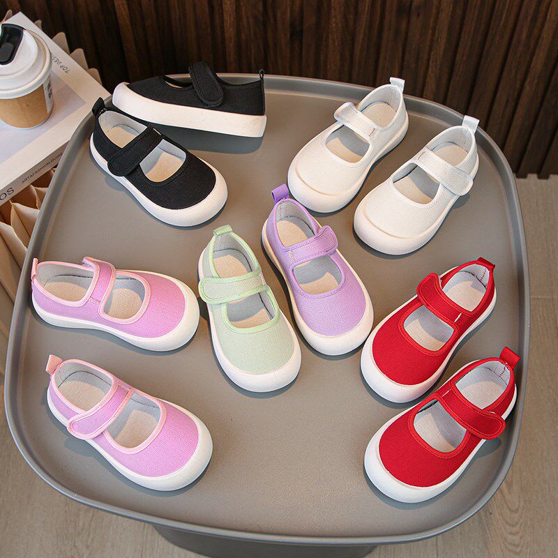 儿童春秋帆布鞋休闲女童小碎花魔术贴幼儿园男童宝宝鞋子夏季透气