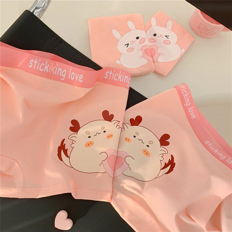 【情侣款】生肖贴贴* 情侣内裤一男一女粉色卡通可爱纯棉本命年
