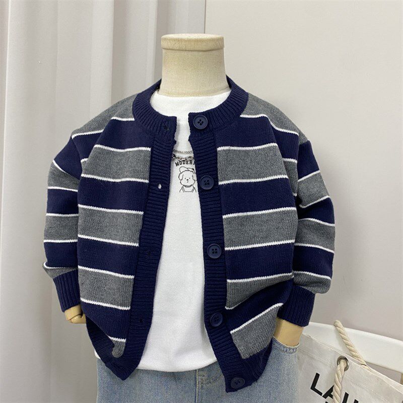 男童针织衫外套春秋款2025新款儿童毛衣开衫韩版男孩春装宝宝洋气