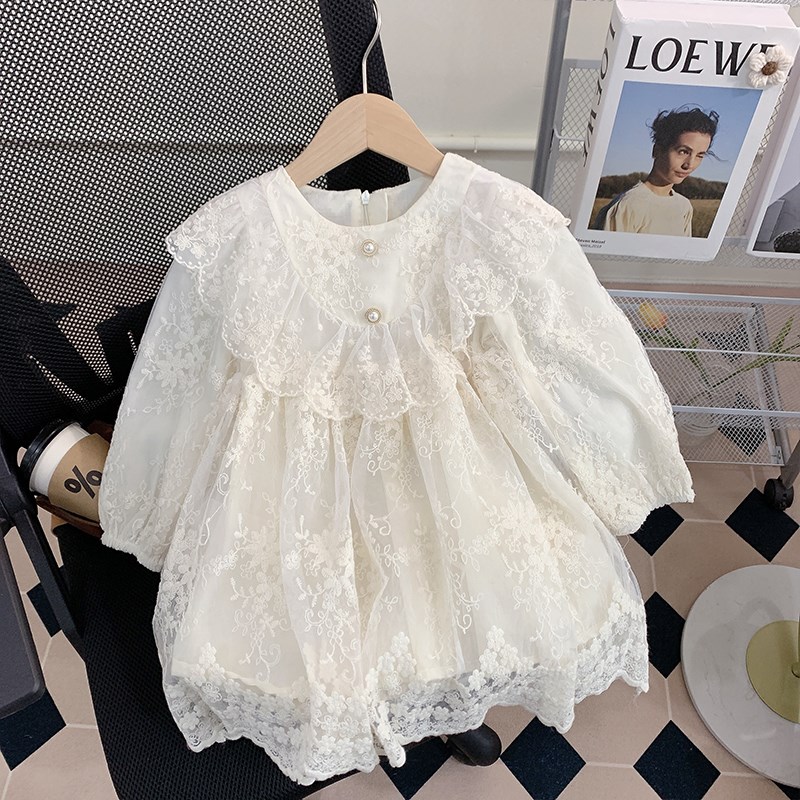 女童连衣裙秋装2024新款儿童洋气森系仙女裙宝宝春秋蕾丝公主裙子