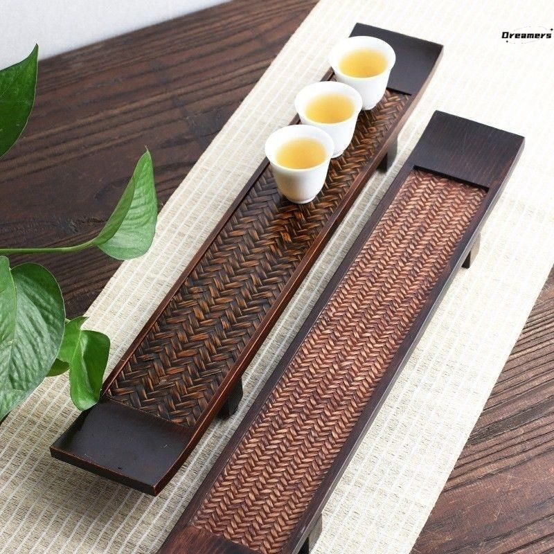 桐木杯架竹制茶杯垫手工长条编织茶杯托盘复古碳化茶台干泡台厂家