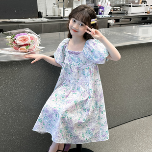 女童连衣裙2025新款夏季高级感大童薄款海边碎花裙儿童夏装公主裙