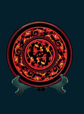 【曾楚漆器】彩绘龙凤纹漆盘中国漆器高档手工艺品定制仿古随州