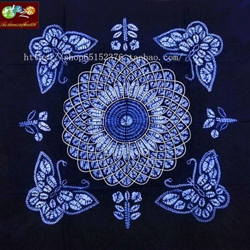 扎染桌布 贵州安顺苗族 扎染方桌布 茶几布 台布 110cm*110cm