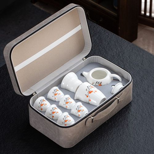 茶壶套装旅行功夫茶具套装家用羊脂玉陶瓷盖碗泡茶杯整套便携定制