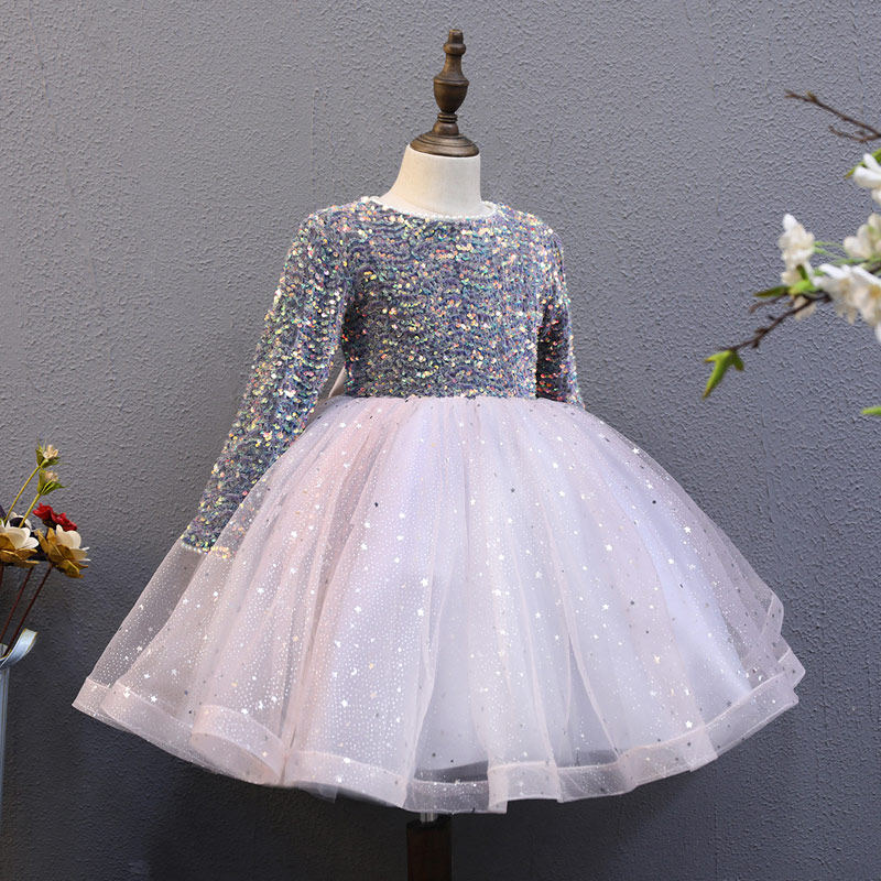 女童公主裙晚礼服儿童生日小女孩洋气主持钢琴圣诞演出服高端秋冬
