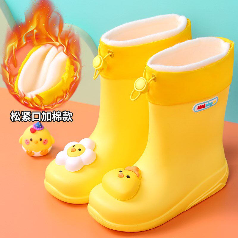儿童雨鞋男女孩防水鞋防滑幼儿园宝宝小学生雨靴卡通胶鞋加绒保暖