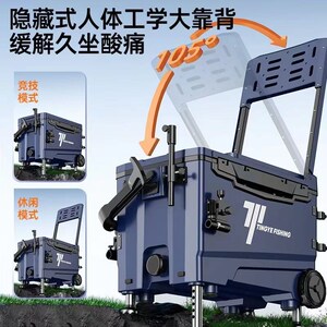 大容量挺野32L升超轻带轮钓箱多功能加厚保温鱼箱钓鱼箱渔具装备