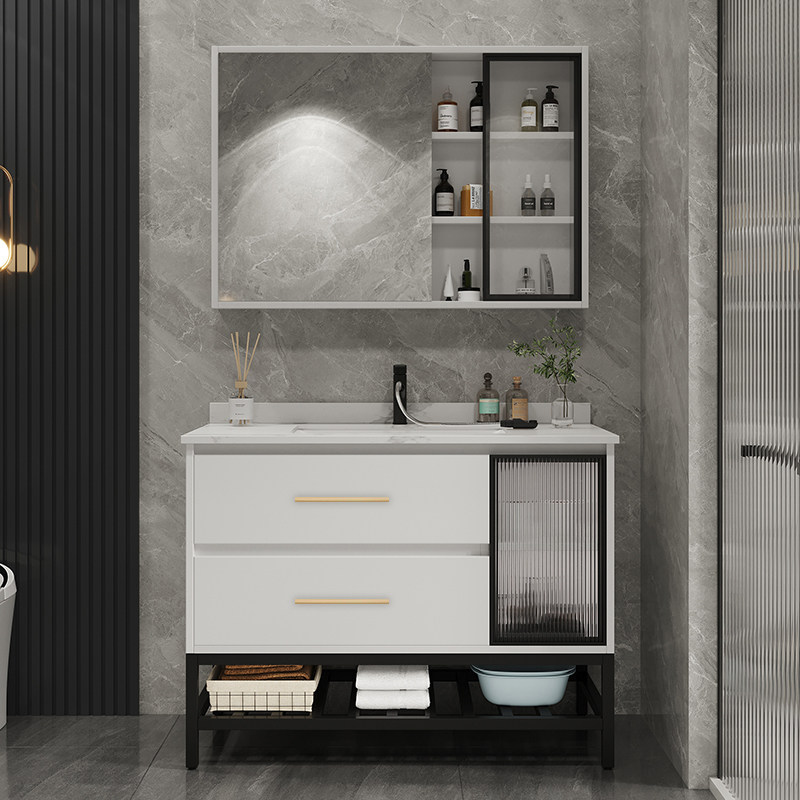 轻奢岩板浴室柜组合卫生间智能洗手脸盆柜洗漱台一体现代简约镜柜
