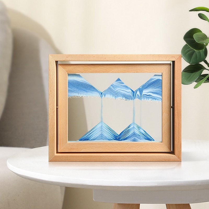 流沙画摆件客厅电视柜办公室装饰品生日解压轻奢家居实木相框饰品