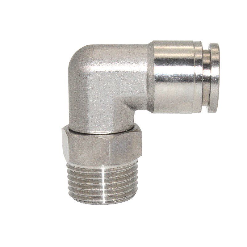 304不锈钢快速接头PLn螺纹弯头 6-01 8-02 10 12 毫米气管 4分气