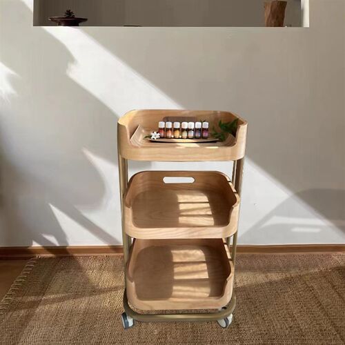 匠心气质款美容院实木推车SPA会所手推车皮肤管理美甲美发置物架