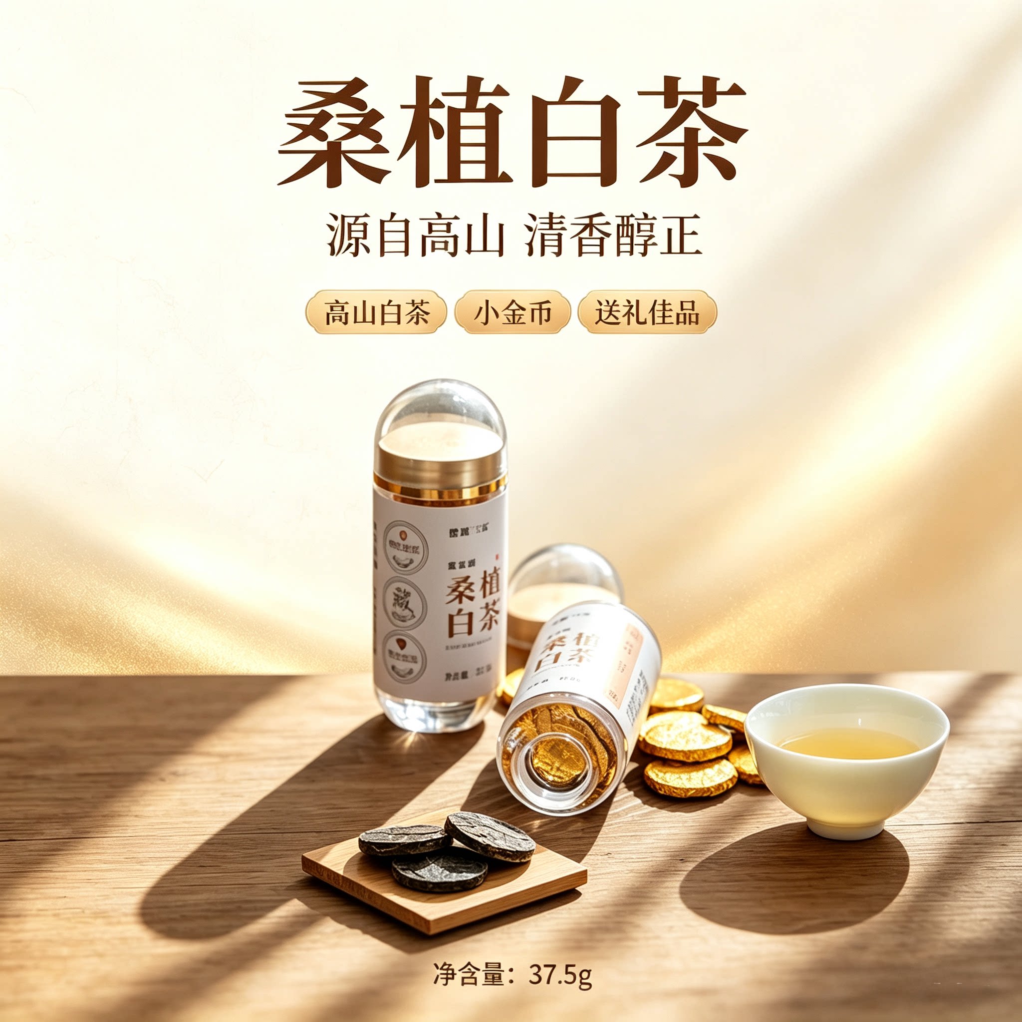 张家界桑植白茶老白茶独立小圆片瓶装高山荒野茶紧压茶叶便捷装