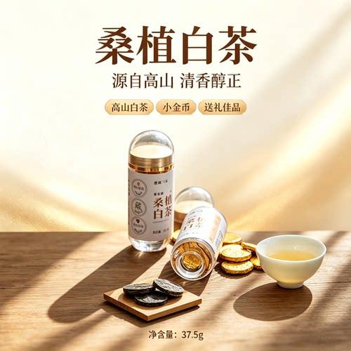 张家界桑植白茶老白茶独立小圆片瓶装高山荒野茶紧压茶叶便捷装
