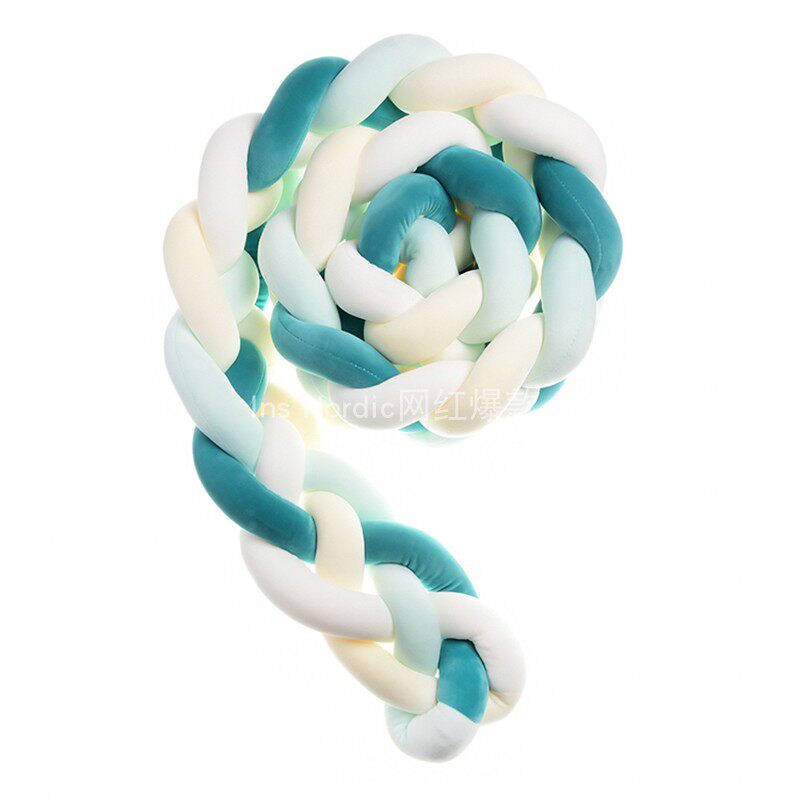 麻花辫床围婴儿床围软包 s粗毛线 宝宝防撞围挡长条打结抱枕塞床