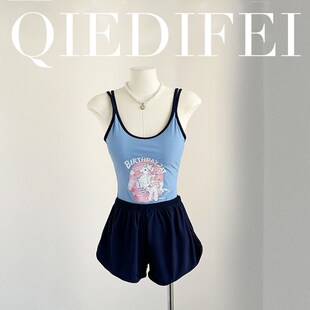 泳衣女连体单独平角o裤竞速小胸少游泳馆可爱少女感竞技温泉游泳