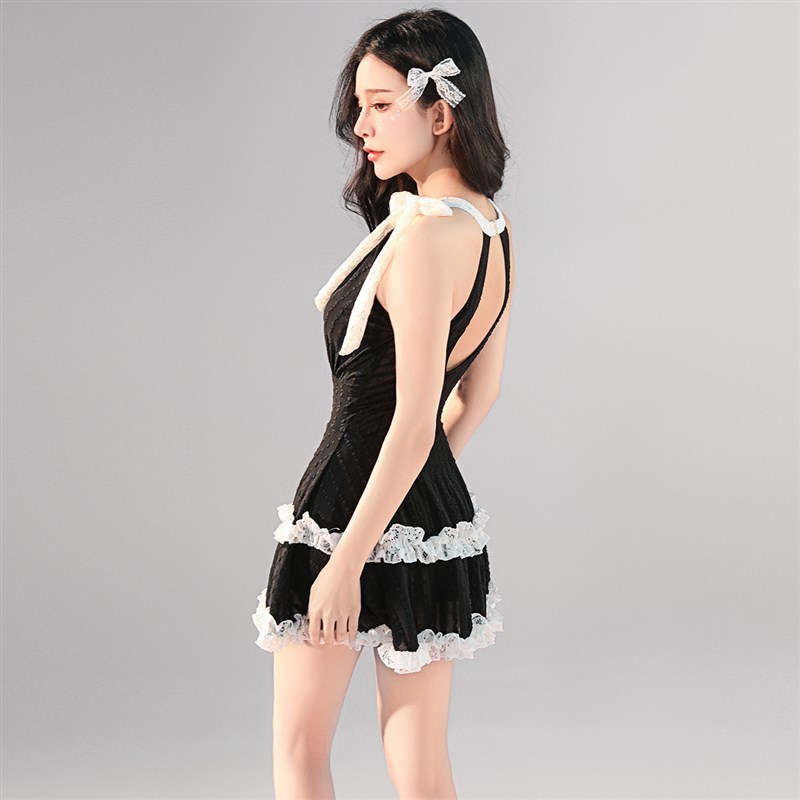 花房姑娘泳衣女款高级o感连体裙式保守平角裤泡温泉2025新款游泳