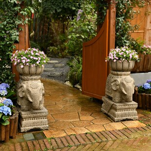 大象摆件门墩f抱鼓石一对户外庭院仿石墩别墅门口招财镇宅落地摆