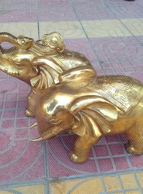 铜大象摆件吉祥i瑞象一对招财镇宅对象店铺开业礼品办公室装饰大