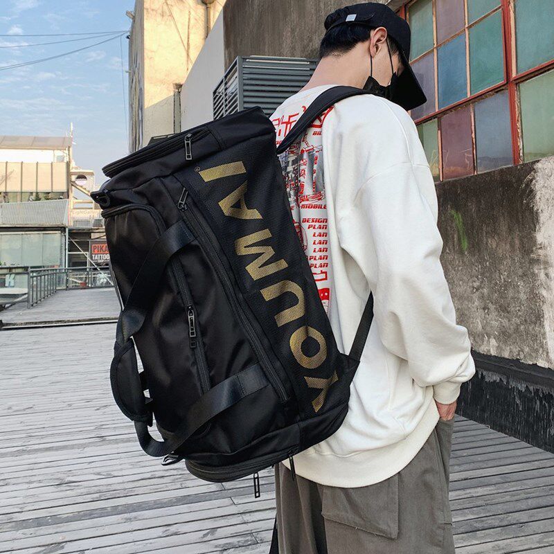 双肩背旅行包男款大容量行李包可套拉杆箱外N出斜跨轻便手提登机