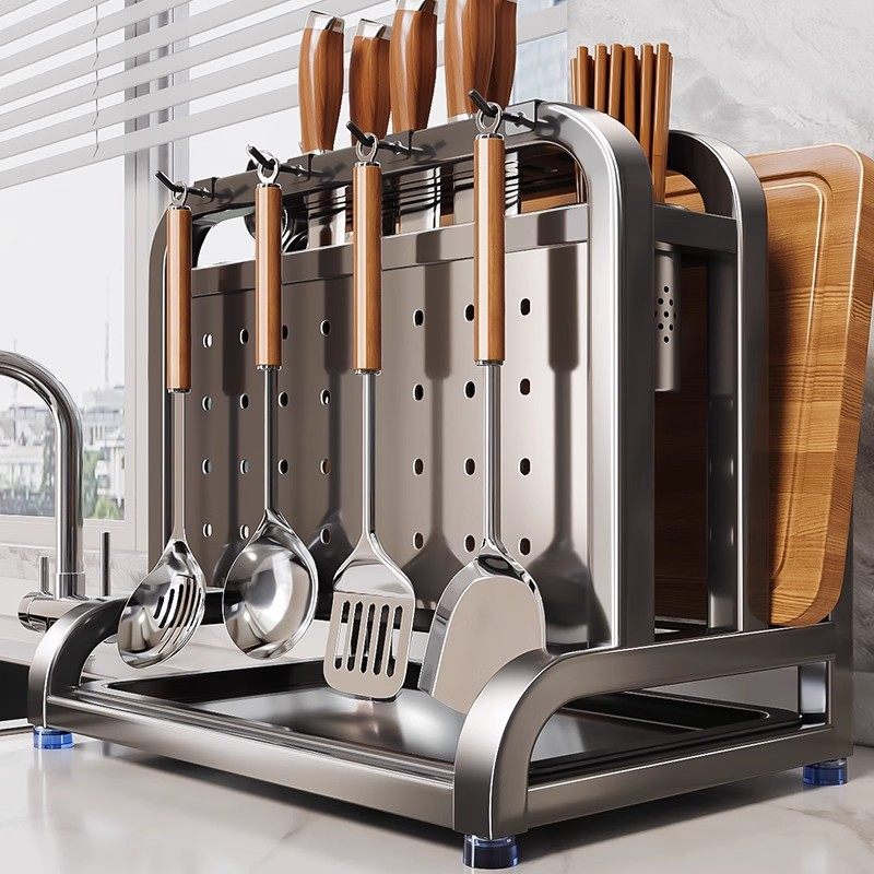 不锈钢厨房刀架置物架2025新款多功能菜板刀具筷笼一体放置收纳架,厨房/烹饪用具,刀架,淘宝优惠券,粉丝福利购,淘宝优惠卷