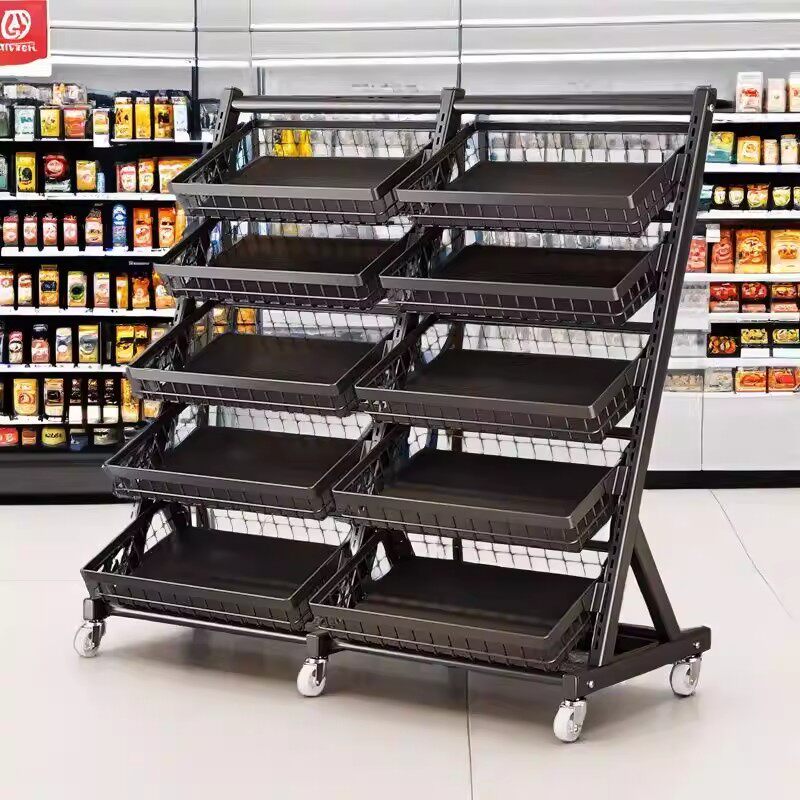 厨房置物架超市散装零食促销展示架商店小推车水果蔬菜储物收纳筐