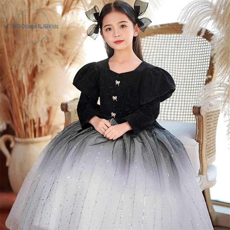 儿童礼服轻奢小众高端公主裙女童小主持人钢琴演奏礼服春季连衣裙