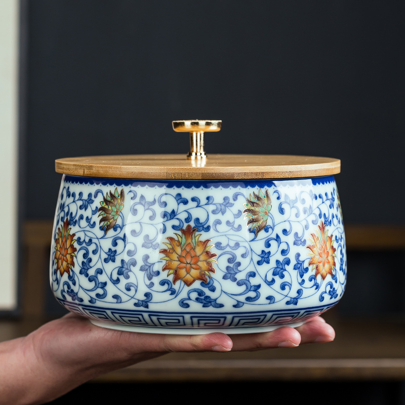 茶洗陶瓷水盂大号家用带盖水洗杯洗禅意钵形大码装杯子器皿茶道配