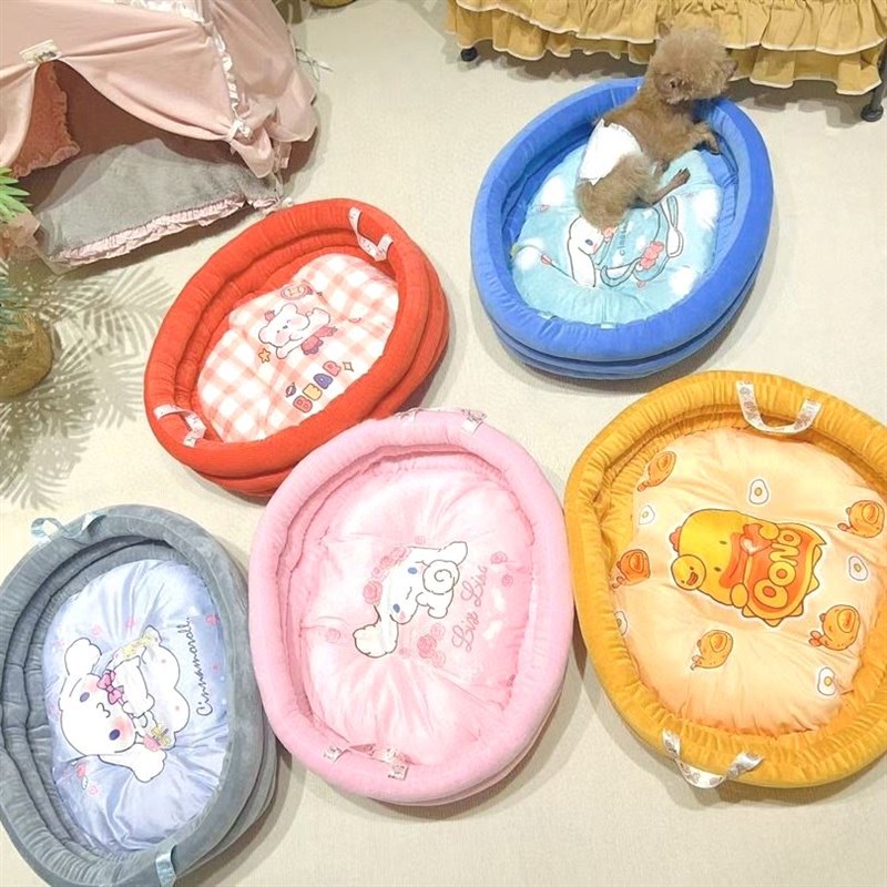 宠物卡通窝猫窝狗窝卡通提手四季通用冬天保暖篮子窝狗狗睡觉窝