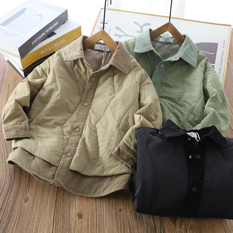 男童夹棉衬衣外套加厚冬季儿童棉衣内搭校服神器秋冬款长袖衬衫潮