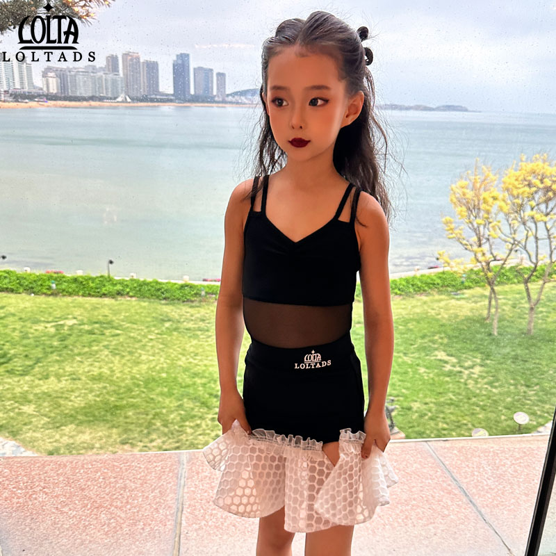 洛利塔夏季吊带拉丁舞蹈服专业表演服儿童演出服练功服女童拉丁舞