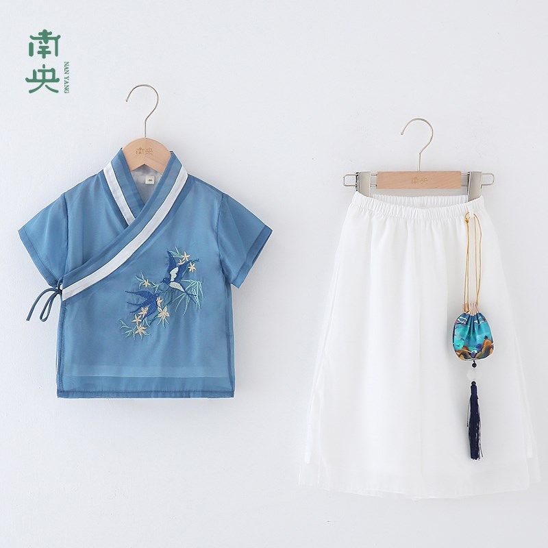 中国风汉服男童改良古装夏季套装儿童唐装薄款宝宝六一演出服男孩