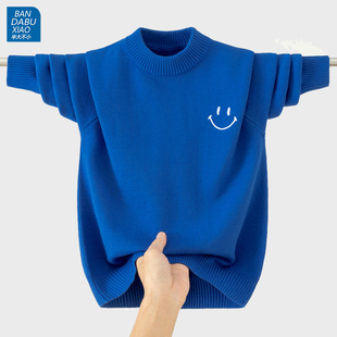 男大童毛衣纯棉圆领高档刺绣儿童中学生打底衫青少年针织衫毛线衣