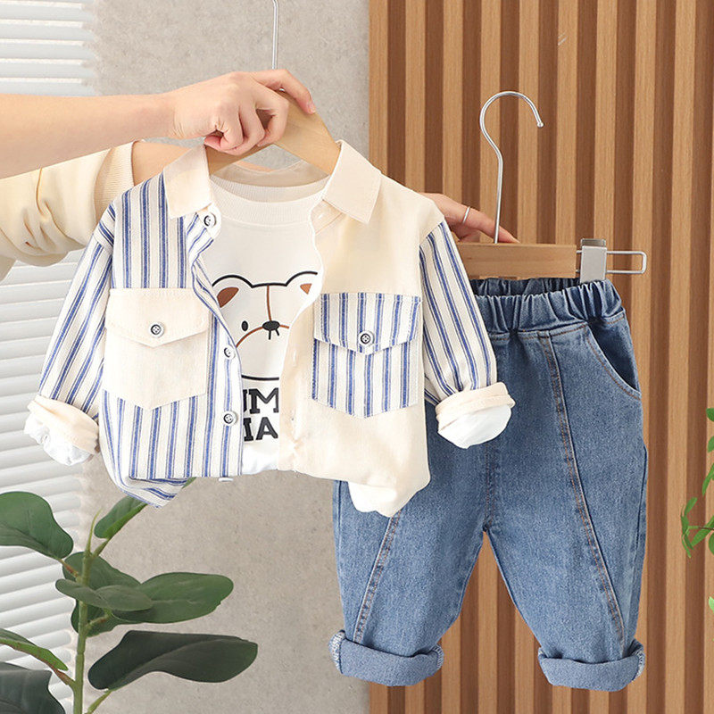 宝宝三件套春秋衣服婴儿童分体套装春小孩男夏0一周岁1岁半2岁多3
