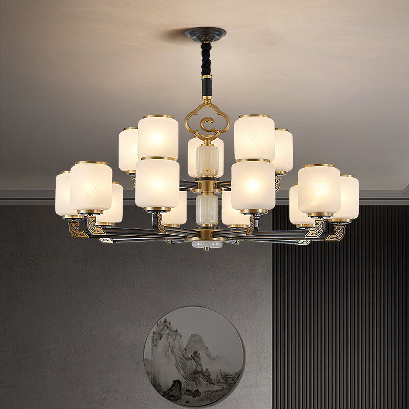 新中式全铜吊灯客厅灯新款中国风禅意别墅复式楼大厅灯餐厅吊顶灯