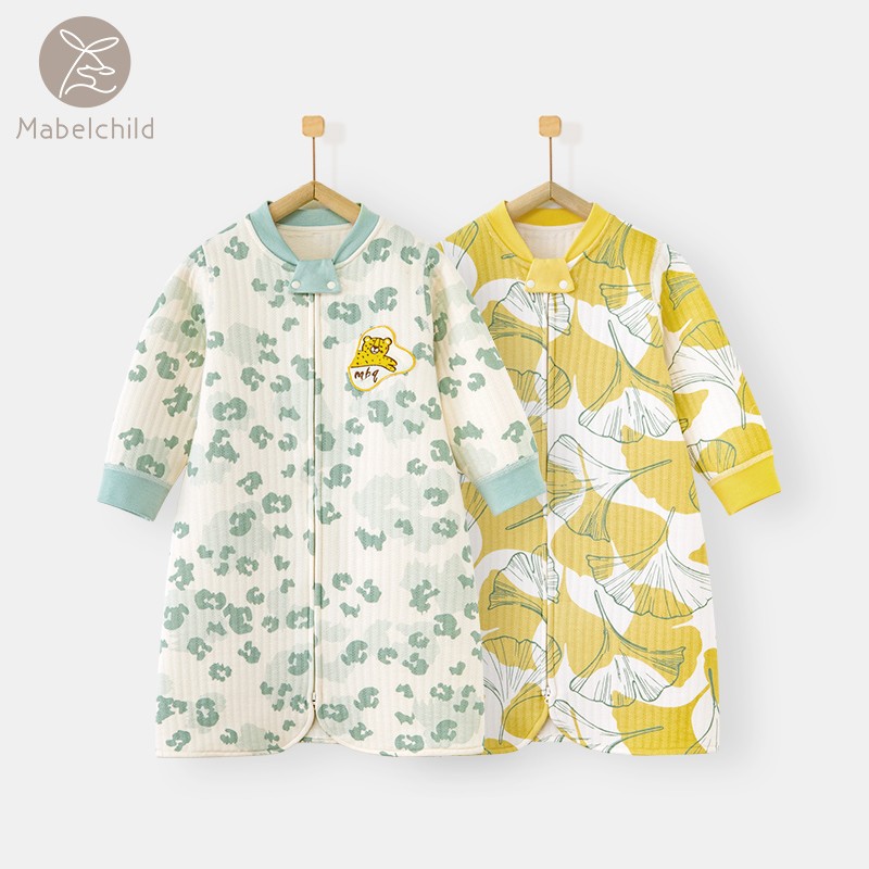 儿童睡袍秋冬纯棉保暖衣服男女童家居服睡裙拉链防踢睡袋宝宝睡衣