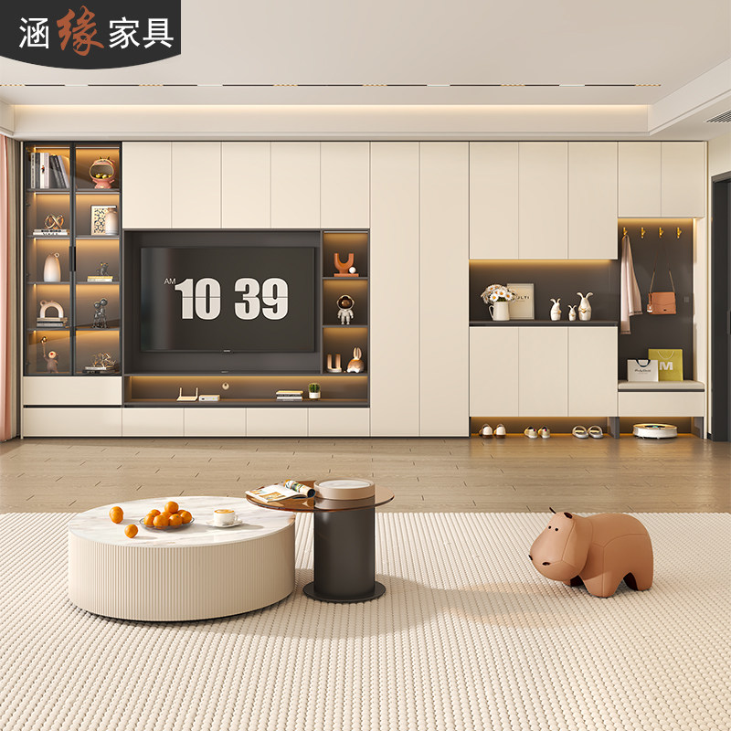 客厅电视柜鞋柜组合墙柜现代简约家用储F物收纳柜背景影视柜7D103