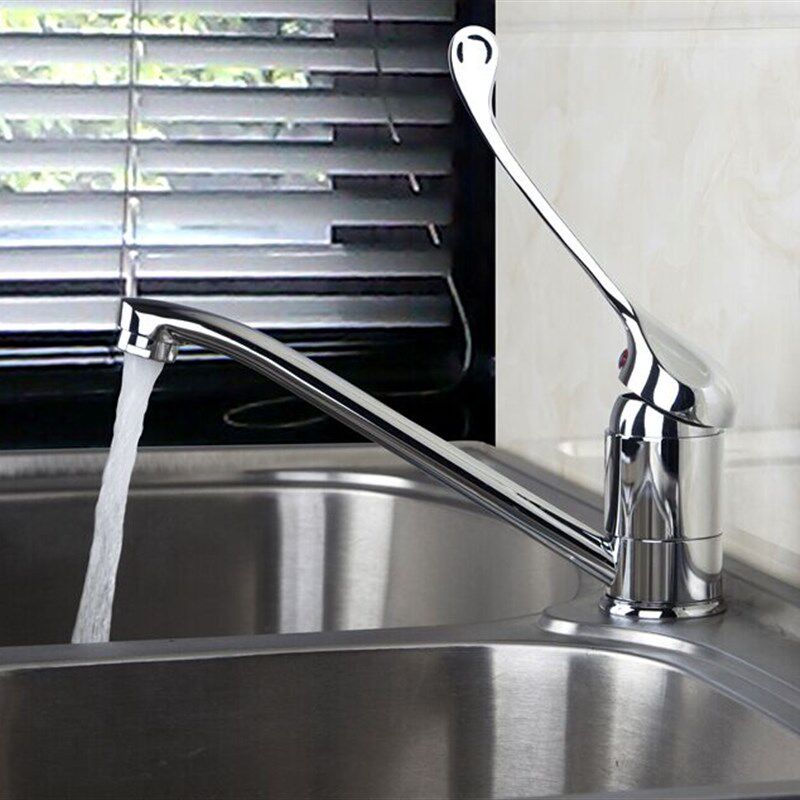 铜单孔面盆肘开单冷 冷热水龙头旋转龙头K加长把手 长柄手肘洗手