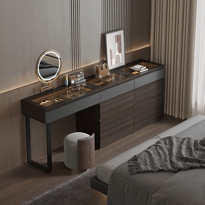 意式极简梳妆台斗柜一体卧室床尾轻奢高级感化妆桌收纳柜2024新款