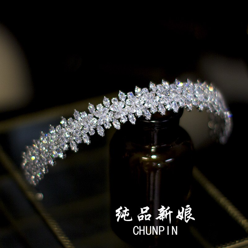新款微镶锆石发箍发饰韩式新娘结婚纱晚礼服头饰儿童生日舞台饰品