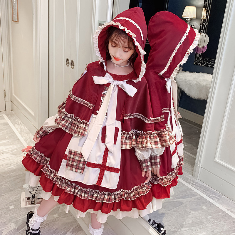 女童小红帽圣诞礼服中小大童童话公主连衣裙时尚个性连衣裙外出服
