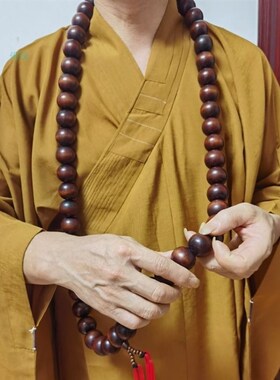 佛珠戴脖子的男士手持念珠佛串佛珠手錬檀香老山木质手串男紫檀木