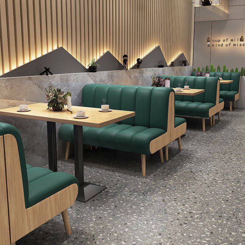 中式圆桌西餐厅咖啡厅汉堡店实木弧形卡座沙发铁艺奶茶店桌椅组合
