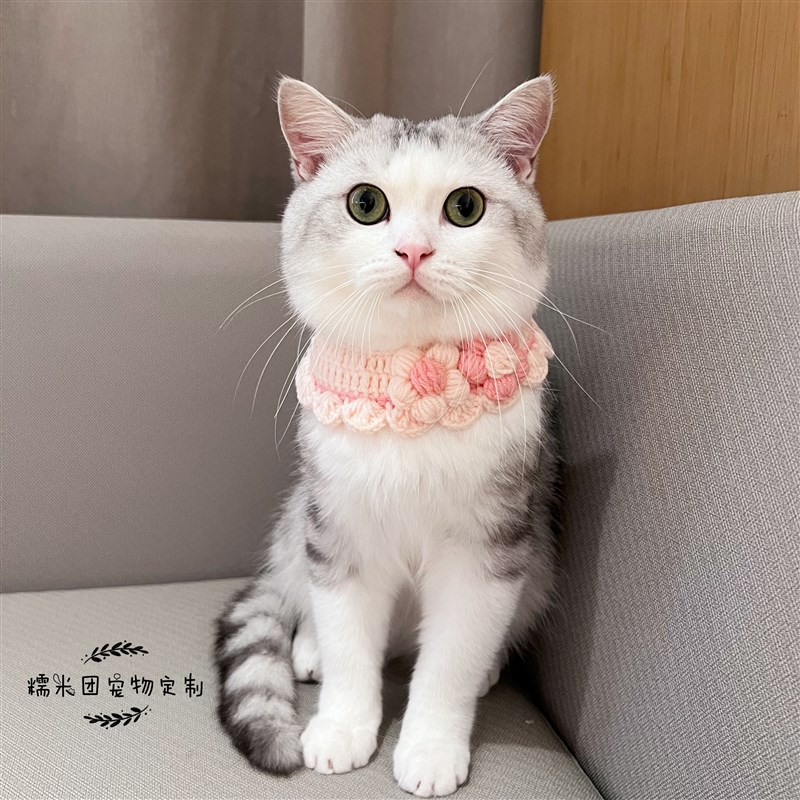 手工毛线编织宠物狗领结猫咪围脖短毛长毛定制假领装饰品口水巾