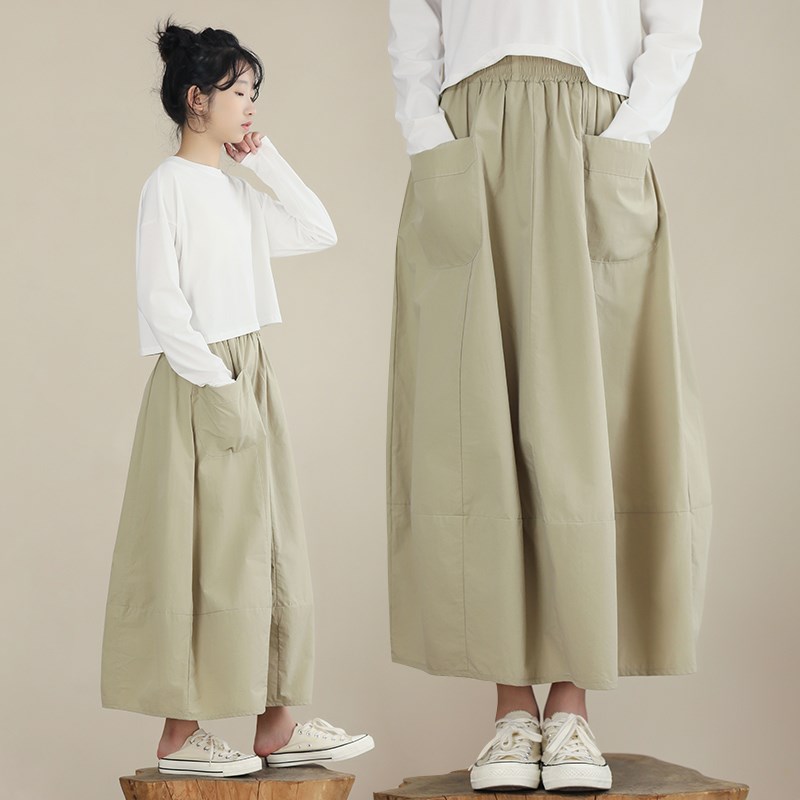 女童裙子半身裙夏款小众洋气半裙纯棉宽松A字裙时尚女孩半身长裙