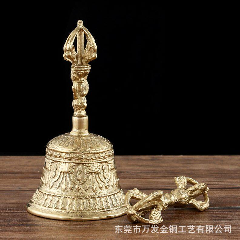 甄选藏传礼佛用品黄铜金刚手摇铃风水用铜铃铛密宗铜摇铃厂家拿货